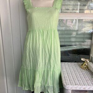 Light Green smocked Sleeveless Dress